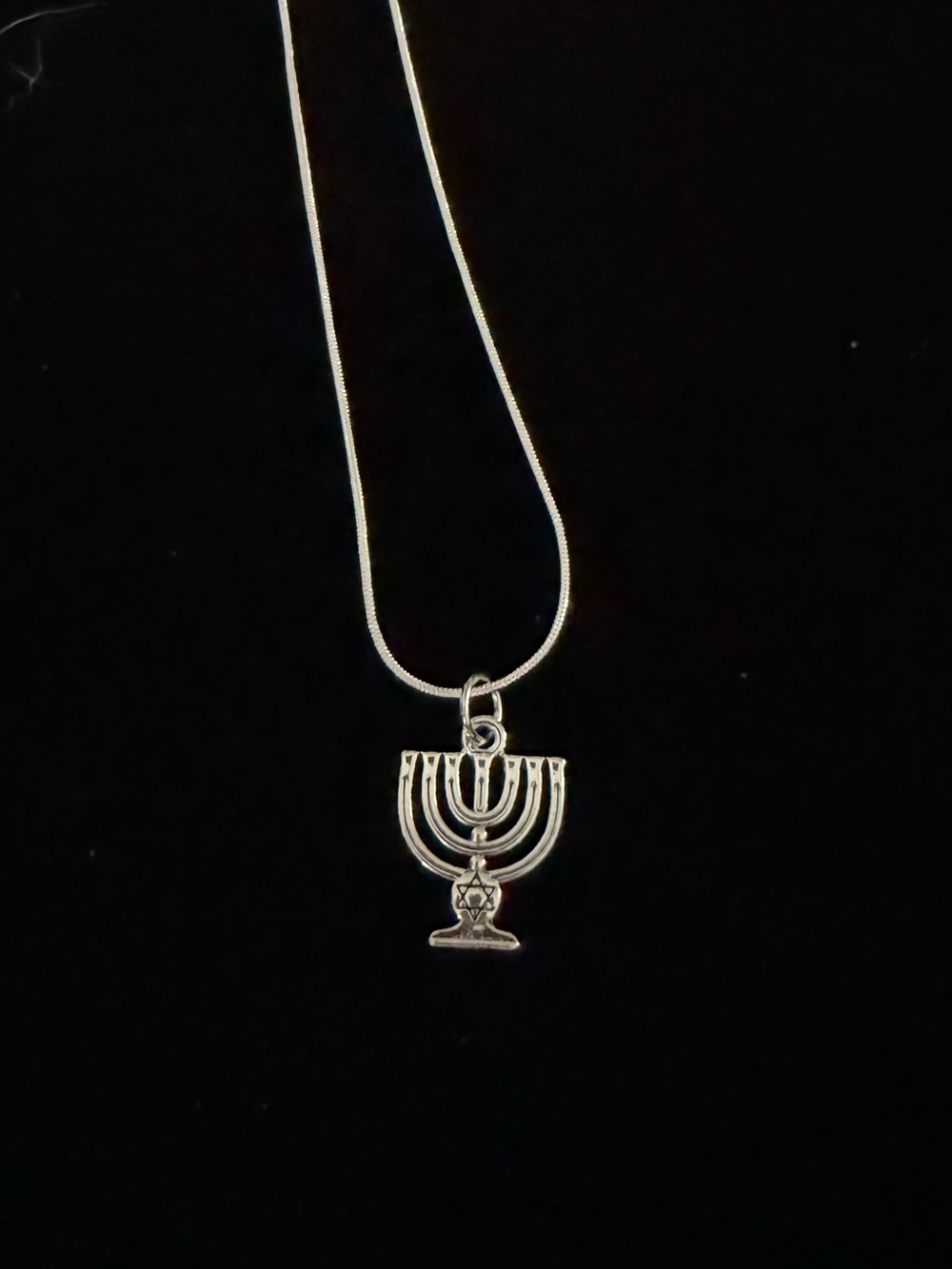 Silver Menorah Pendant Necklace - Silver Color